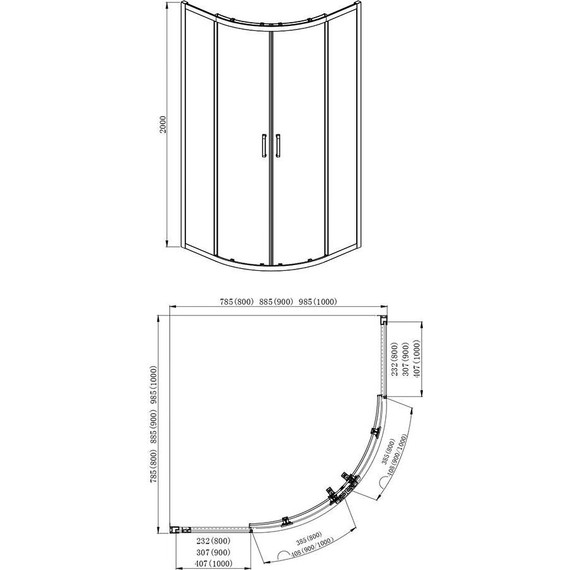 Душевое ограждение Aquatek 90x90 см AQ ARI RO 09020GM, оружейная сталь/прозрачное - фото 6