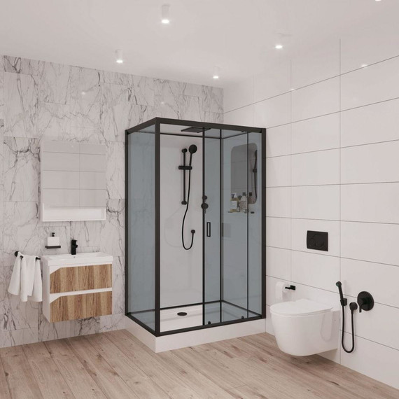 Душевая кабина Niagara Premium 120x80 см NG-6912-01QR BLACK, чёрный/тонированное (безсиликоновая сборка) - фото 3