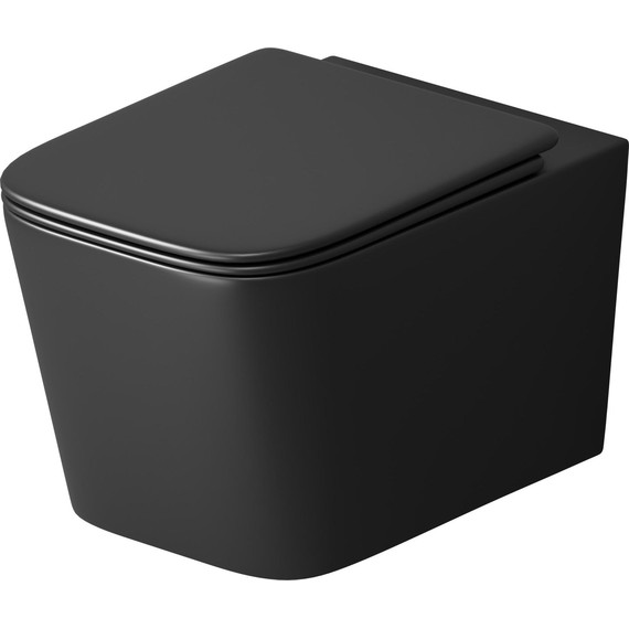 Унитаз подвесной безободковый Grossman GR-4404BMSQ с крышкой микролифт, чёрный матовый (Система смыва торнадо), Цвет производителя: чёрный матовый - фото 2