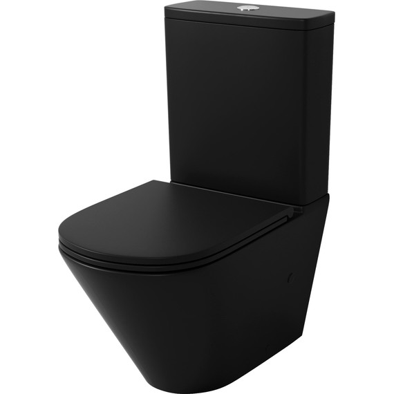 Унитаз-компакт безободковый Grossman GR-4450BMSQ с крышкой микролифт, чёрный матовый (Система смыва торнадо), Цвет производителя: чёрный матовый - фото 2