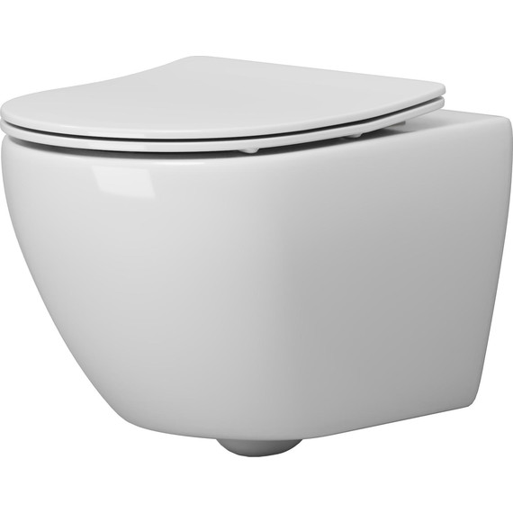 Унитаз подвесной безободковый Grossman GR-4457SQ с крышкой микролифт (Система смыва торнадо), Цвет производителя: белый - фото 2