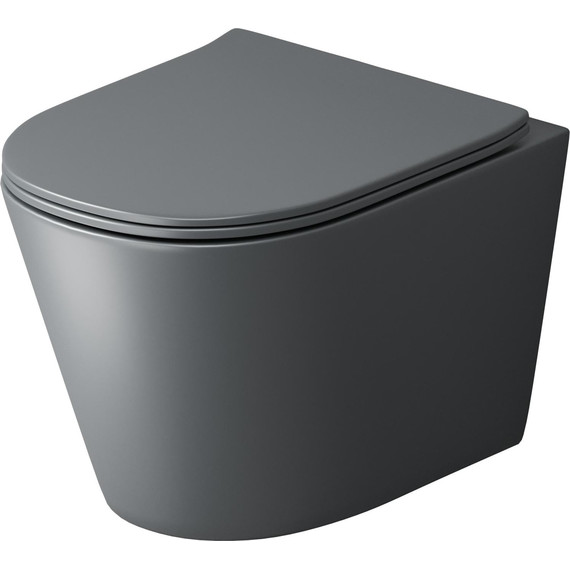 Унитаз подвесной безободковый Grossman GR-4477GMSQ с крышкой микролифт, серый матовый (Система смыва торнадо), Цвет производителя: серый матовый - фото 2