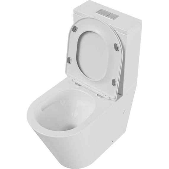 Унитаз-компакт безободковый Grossman GR-4458SQ с крышкой микролифт (Система смыва торнадо), Цвет производителя: белый - фото 4