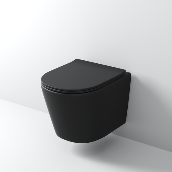 Унитаз подвесной безободковый Grossman GR-4477BMSQ с крышкой микролифт, чёрный матовый (Система смыва торнадо), Цвет производителя: чёрный матовый - фото 4