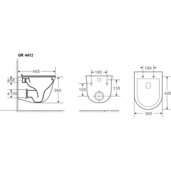 Унитаз подвесной безободковый Grossman GR-4412MS с крышкой микролифт, белый матовый, Цвет производителя: белый матовый - фото 6