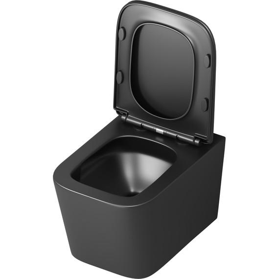 Унитаз подвесной безободковый Grossman GR-4404BMSQ с крышкой микролифт, чёрный матовый (Система смыва торнадо), Цвет производителя: чёрный матовый - фото 4
