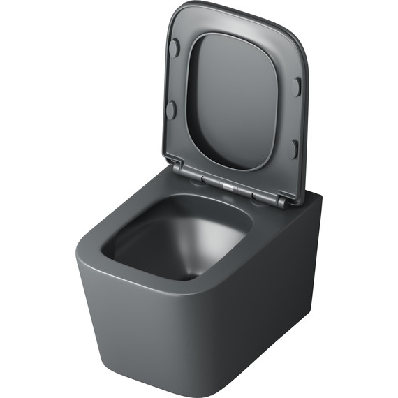 Унитаз подвесной безободковый Grossman GR-4404GMSQ с крышкой микролифт, серый матовый (Система смыва торнадо), Цвет производителя: серый матовый - фото 4