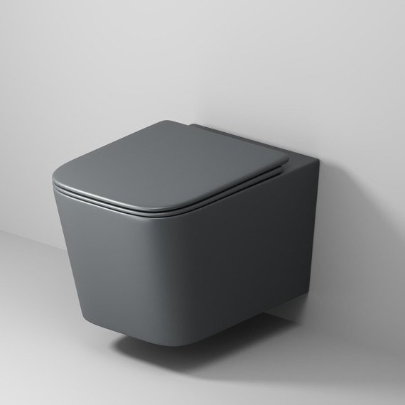 Унитаз подвесной безободковый Grossman GR-4404GMSQ с крышкой микролифт, серый матовый (Система смыва торнадо), Цвет производителя: серый матовый - фото 7