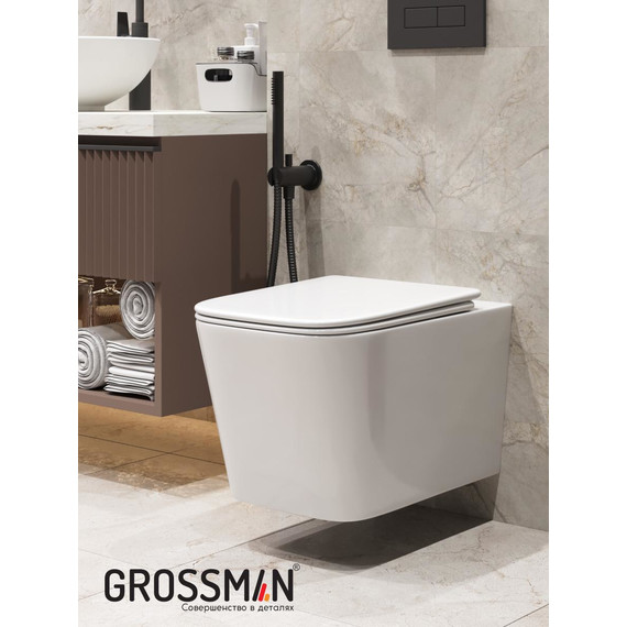 Унитаз подвесной безободковый Grossman GR-4404SQ с крышкой микролифт, белый глянцевый (Система смыва торнадо), Цвет производителя: белый глянцевый - фото 11