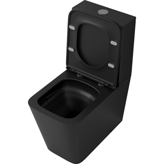 Унитаз-компакт безободковый Grossman GR-4418BMSQ с крышкой микролифт, чёрный матовый (Система смыва торнадо), Цвет производителя: чёрный матовый - фото 4