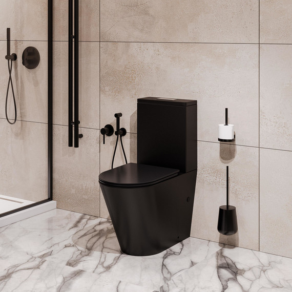 Унитаз-компакт безободковый Grossman GR-4458BMSQ с крышкой микролифт, чёрный матовый (Система смыва торнадо), Цвет производителя: чёрный матовый - фото 9