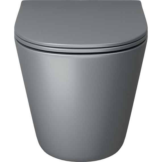 Унитаз подвесной безободковый Grossman GR-4477GMSQ с крышкой микролифт, серый матовый (Система смыва торнадо), Цвет производителя: серый матовый - фото 3