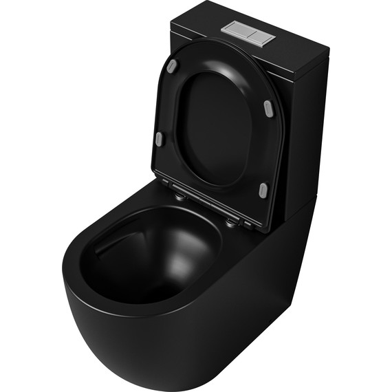 Унитаз-компакт безободковый Grossman GR-4494BMSQ с крышкой микролифт, чёрный матовый (Система смыва торнадо), Цвет производителя: чёрный матовый - фото 4