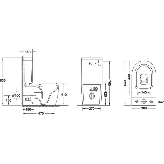 Унитаз-компакт безободковый Grossman GR-4494GMSQ с крышкой микролифт, серый матовый (Система смыва торнадо), Цвет производителя: серый матовый - фото 12