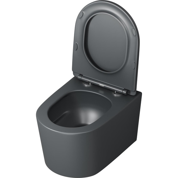 Унитаз подвесной безободковый Grossman GR-4499GMSQ с крышкой микролифт, серый матовый (Система смыва торнадо), Цвет производителя: серый матовый - фото 4