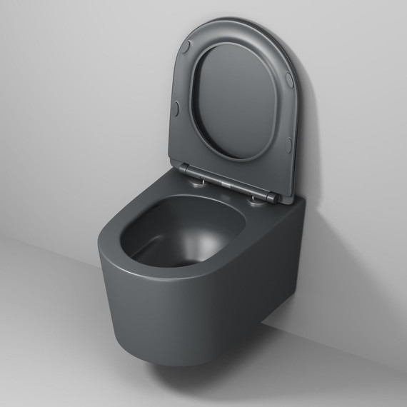 Унитаз подвесной безободковый Grossman GR-4499GMSQ с крышкой микролифт, серый матовый (Система смыва торнадо), Цвет производителя: серый матовый - фото 8