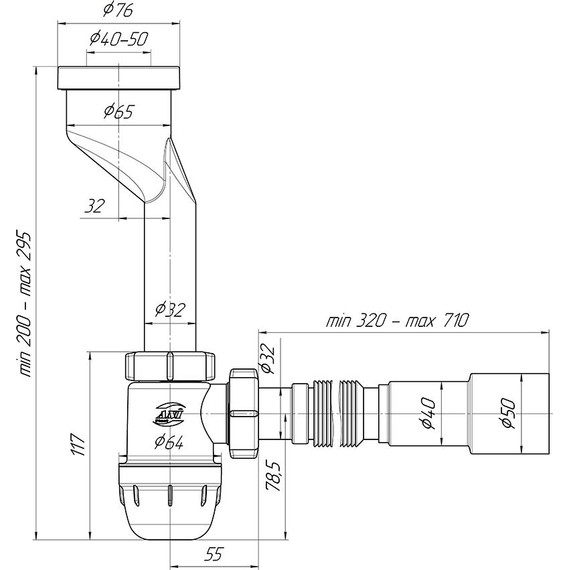 Сифон для писсуара Ани Пласт U1016 - фото 3