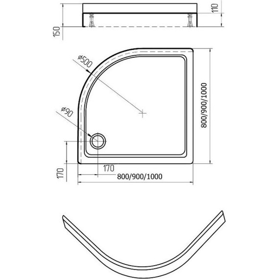 Акриловый поддон Azario 90х90 см AZ.P.90.2 - фото 2
