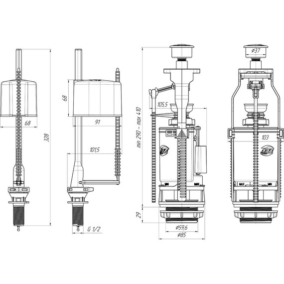 Сливной механизм Ани Пласт WC3550 - фото 2