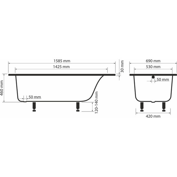 Ванна каменная Sole Mediana ТМ 160x70 см - фото 7