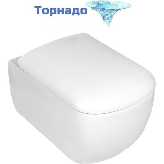 Унитаз подвесной безободковый AN Solana с крышкой микролифт (система смыва Торнадо) - фото 