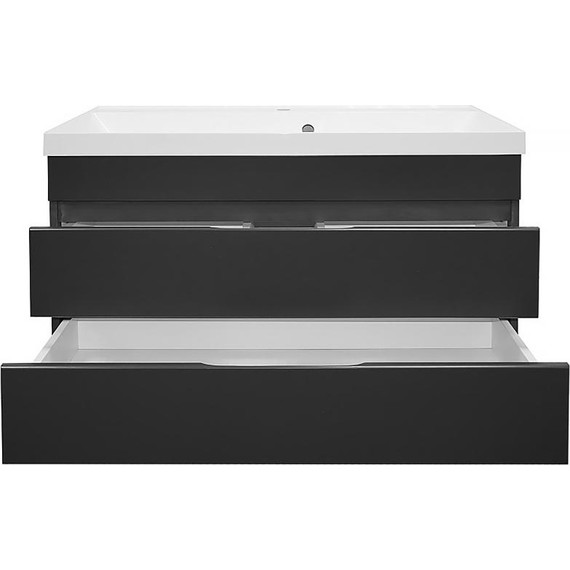 Тумба подвесная с раковиной AN Эстелла 100 см, графит - фото 5