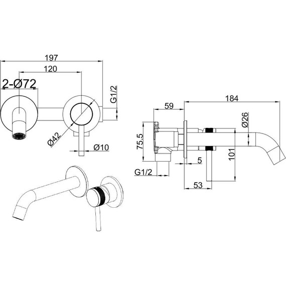 Смеситель для раковины настенный Allen Brau Priority 5.31030-BN (со скрытой частью) никель - фото 11