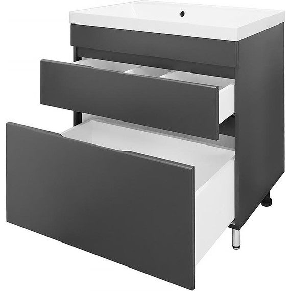 Тумба напольная с раковиной AN Эстелла 80 см, графит - фото 4