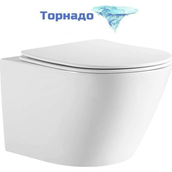Унитаз подвесной безободковый Aquatek Либерти AQ1999T-00 с крышкой микролифт (система смыва Торнадо) - фото 