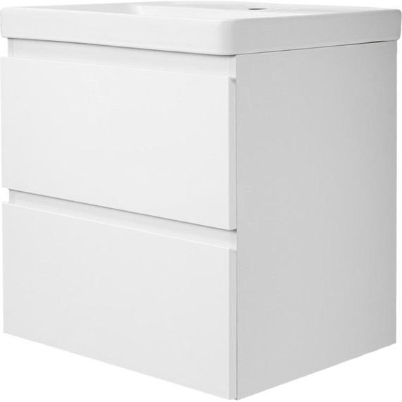 Тумба подвесная с раковиной AN Сандра 60 см, белый - фото 