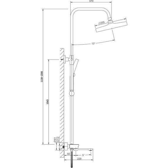 Душевая стойка Belz B25713-3, оружейная сталь - фото 49