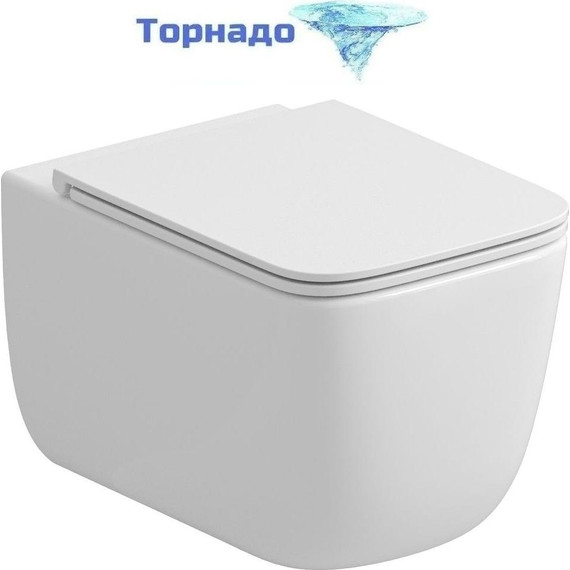 Унитаз подвесной безободковый Grossman GR-4409SQ с крышкой микролифт (Система смыва торнадо) - фото 