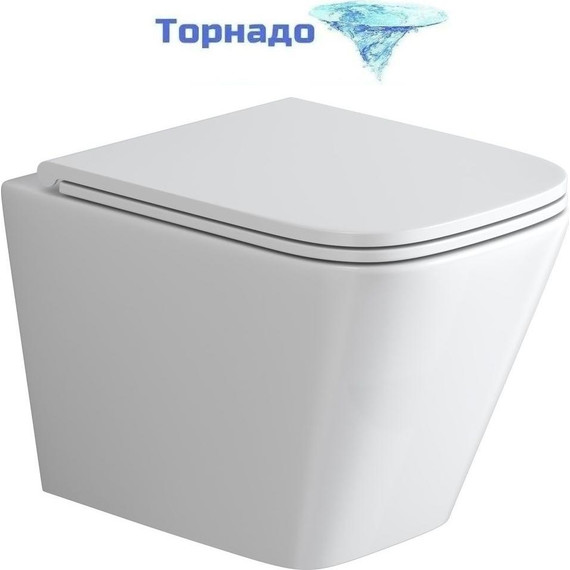 Унитаз подвесной безободковый Grossman GR-4479SQ с крышкой микролифт (Система смыва торнадо) - фото 