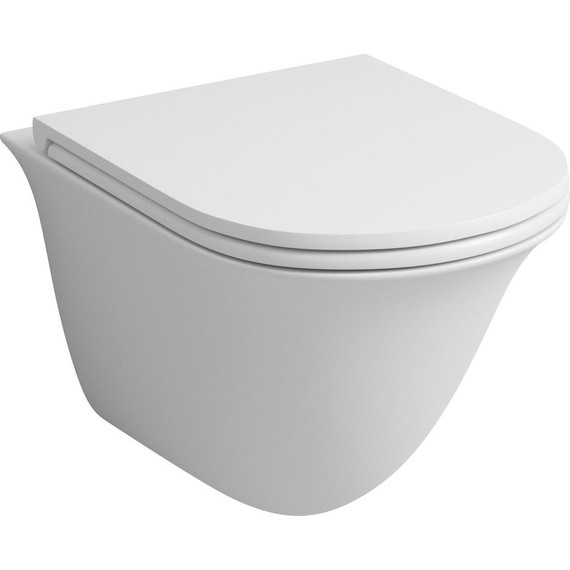 Унитаз подвесной безободковый Grossman GR-4412MS с крышкой микролифт, белый матовый, Цвет производителя: белый матовый - фото 