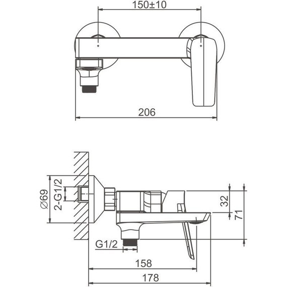 Смеситель для ванны Belz B60715-3, оружейная сталь - фото 51