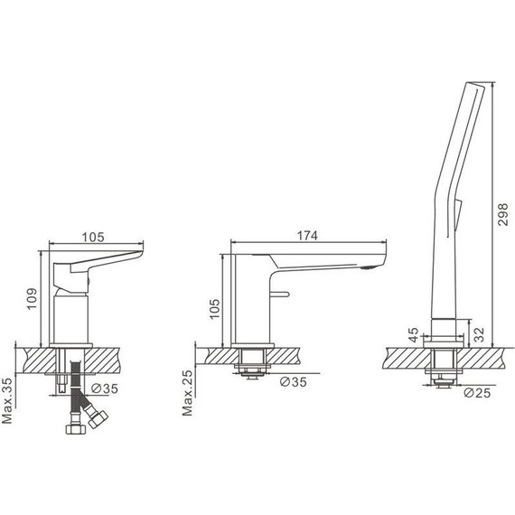 Смеситель для ванны Belz B66715-3, оружейная сталь - фото 26