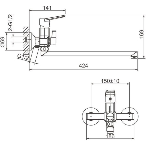 Смеситель для ванны Belz B22715-3, оружейная сталь - фото 45