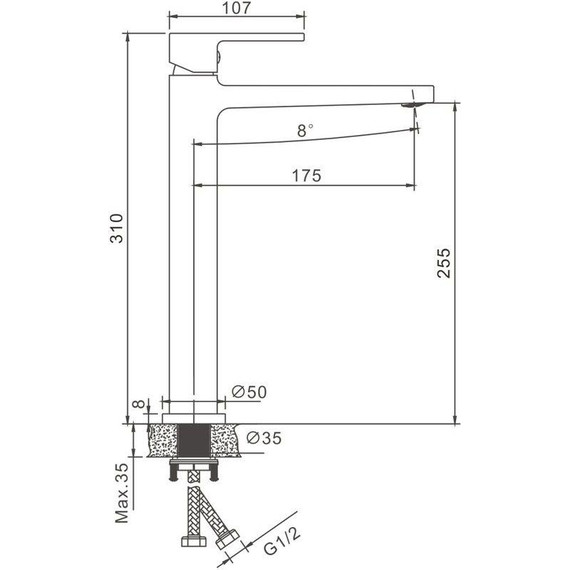 Смеситель для раковины высокий Belz B11658-3, оружейная сталь - фото 25