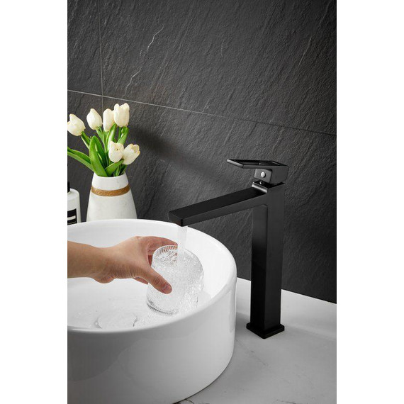 Смеситель для раковины высокий Belz B11658-7, чёрный - фото 3