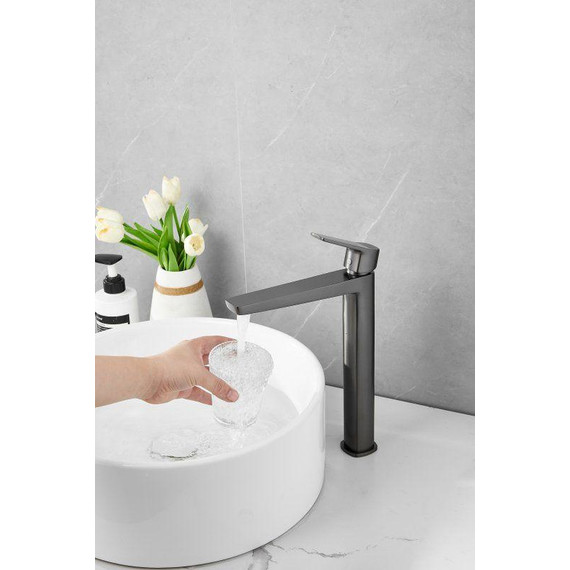 Смеситель для раковины высокий Belz B11715-3, оружейная сталь - фото 8