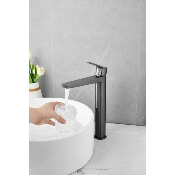 Смеситель для раковины высокий Belz B11715-3, оружейная сталь - фото 11