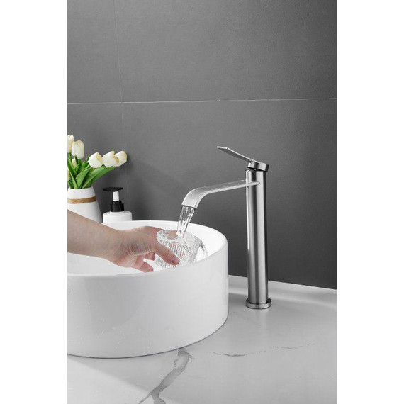 Смеситель для раковины высокий Belz B11812-1, сатин - фото 3