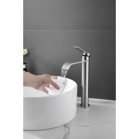 Смеситель для раковины высокий Belz B11812-1, сатин - фото 4