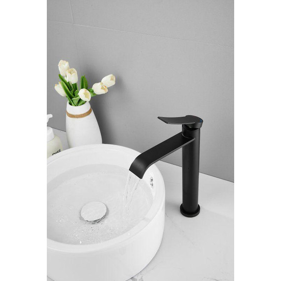 Смеситель для раковины высокий Belz B11812-7, чёрный - фото 4