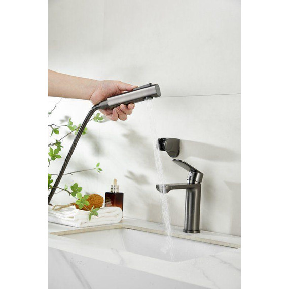 Смеситель для раковины с лейкой для биде Belz B12713-3, оружейная сталь - фото 7