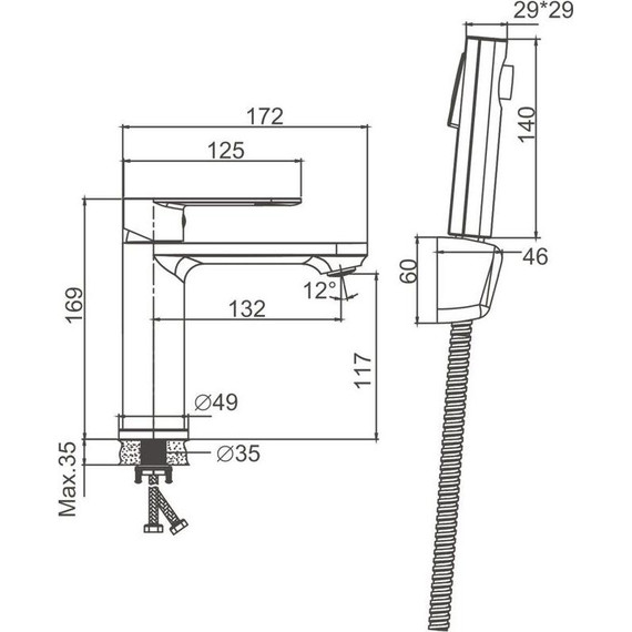 Смеситель для раковины с лейкой для биде Belz B12713-3, оружейная сталь - фото 47