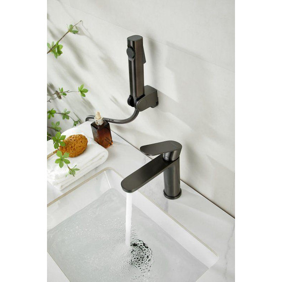 Смеситель для раковины с лейкой для биде Belz B12713-3, оружейная сталь - фото 4