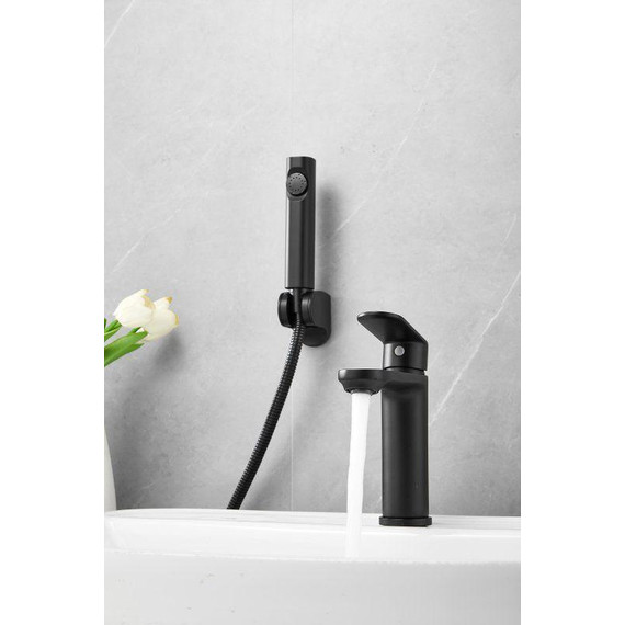 Смеситель для раковины с лейкой для биде Belz B12713-7, чёрный - фото 2