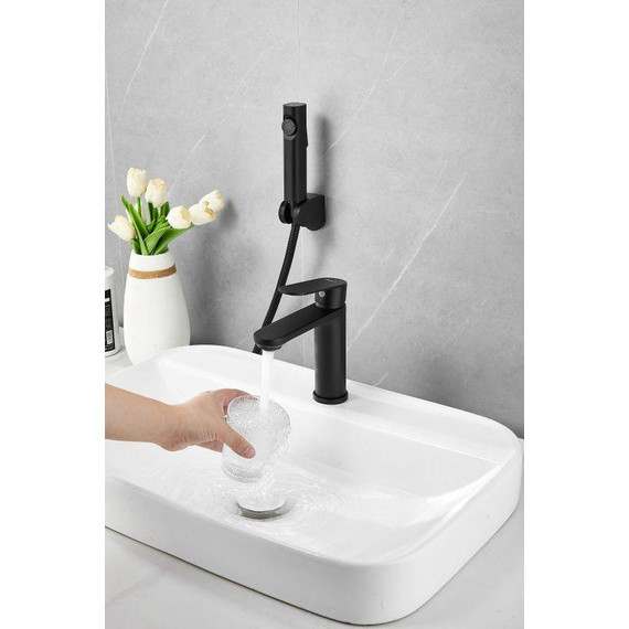 Смеситель для раковины с лейкой для биде Belz B12713-7, чёрный - фото 10