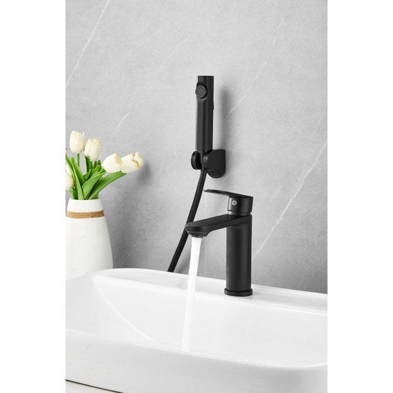 Смеситель для раковины с лейкой для биде Belz B12713-7, чёрный - фото 9